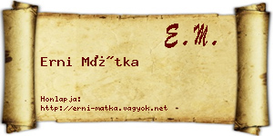 Erni Mátka névjegykártya